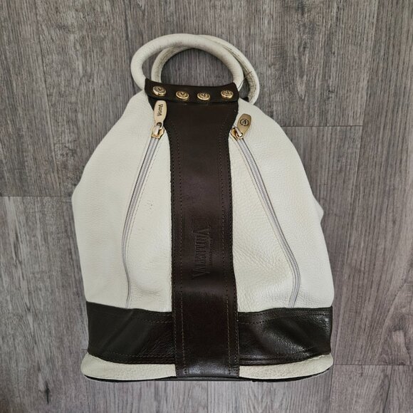 Valentina Made in Italy Genuine Leather Hand Bag – White & Brown - Picture 5 of 13
